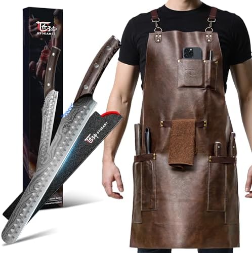 Multifunction Carving Knife 12 Inch+Leather Chef Cooking Apron