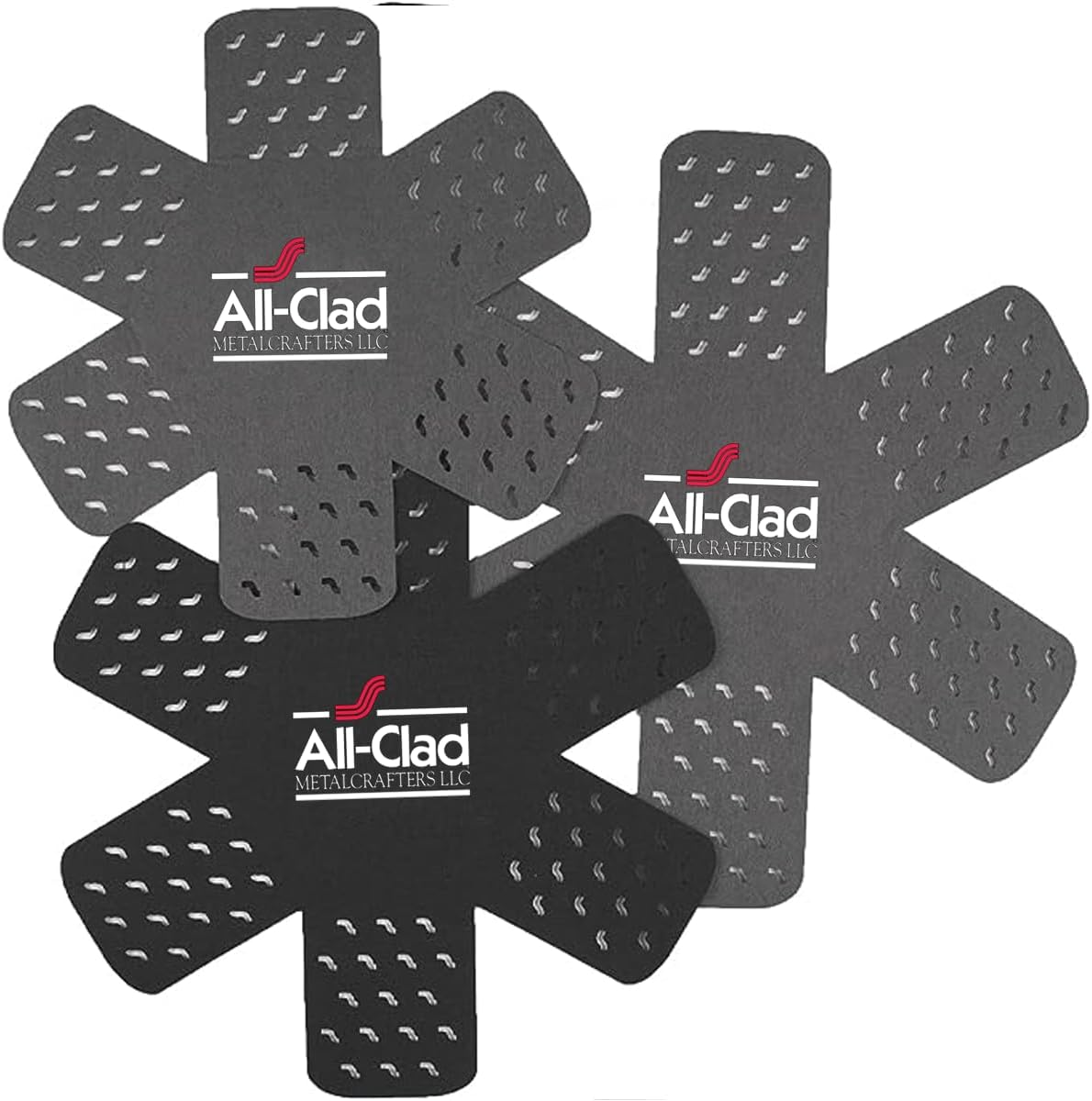Premium Cookware Protectors: Pot and Pan Protectors for Kitchen Organization - Perfect for Cast Iron, Steel, or Glass, (3-Piece), Black/Grey