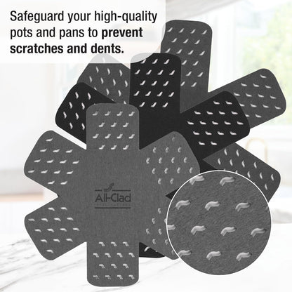 Premium Cookware Protectors: Pot and Pan Protectors for Kitchen Organization - Perfect for Cast Iron, Steel, or Glass, (3-Piece), Black/Grey
