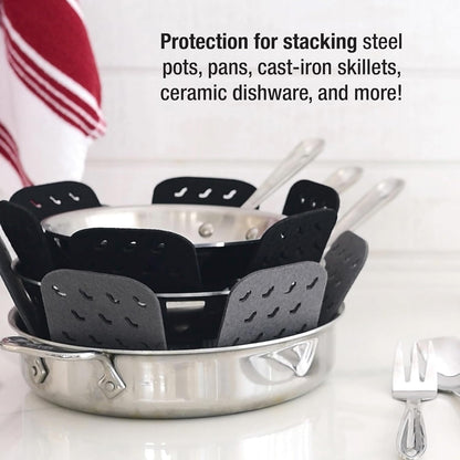 Premium Cookware Protectors: Pot and Pan Protectors for Kitchen Organization - Perfect for Cast Iron, Steel, or Glass, (3-Piece), Black/Grey