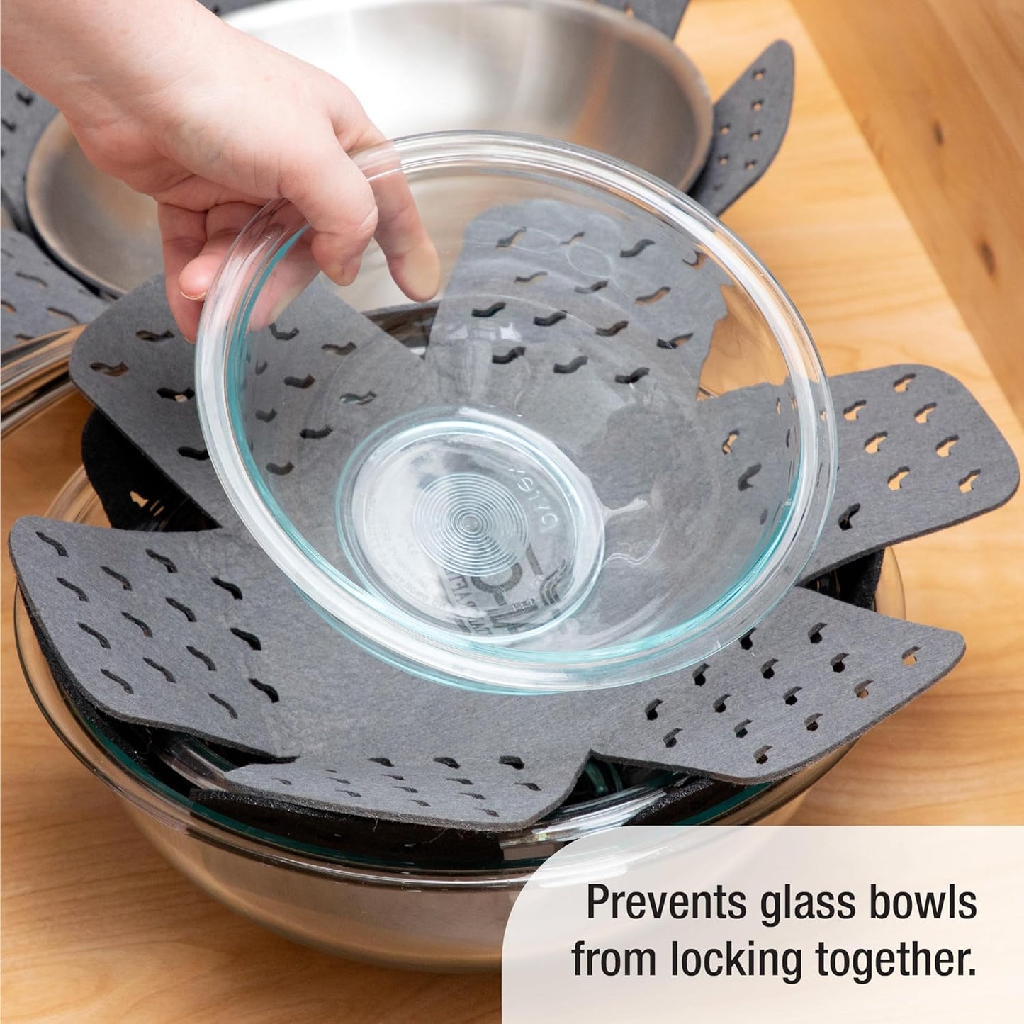 Premium Cookware Protectors: Pot and Pan Protectors for Kitchen Organization - Perfect for Cast Iron, Steel, or Glass, (3-Piece), Black/Grey