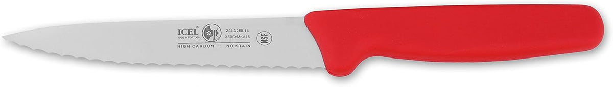 Cutlery 5 1/2-inch Stiff Boning Knife, Extra Wide Serrated Blade, Black Handle