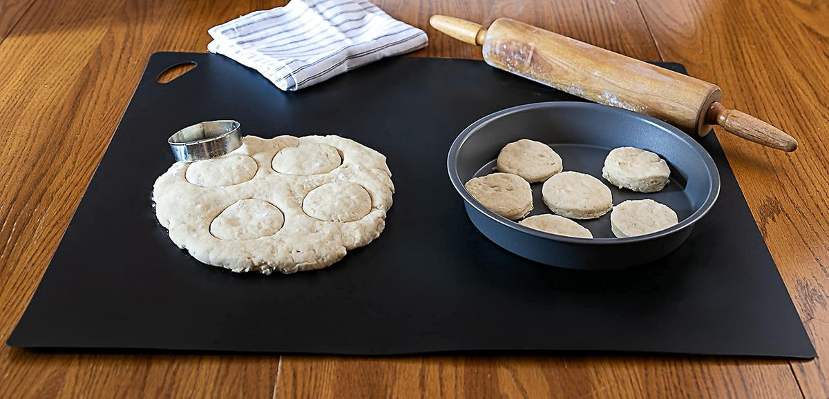 Please review description before purchase. Set of 2 Cutting board mat (Black-White, X-Large 22.5w"x20"hx.040"thick)