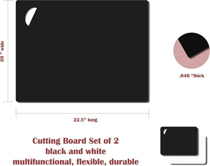 Please review description before purchase. Set of 2 Cutting board mat (Black-White, X-Large 22.5w"x20"hx.040"thick)