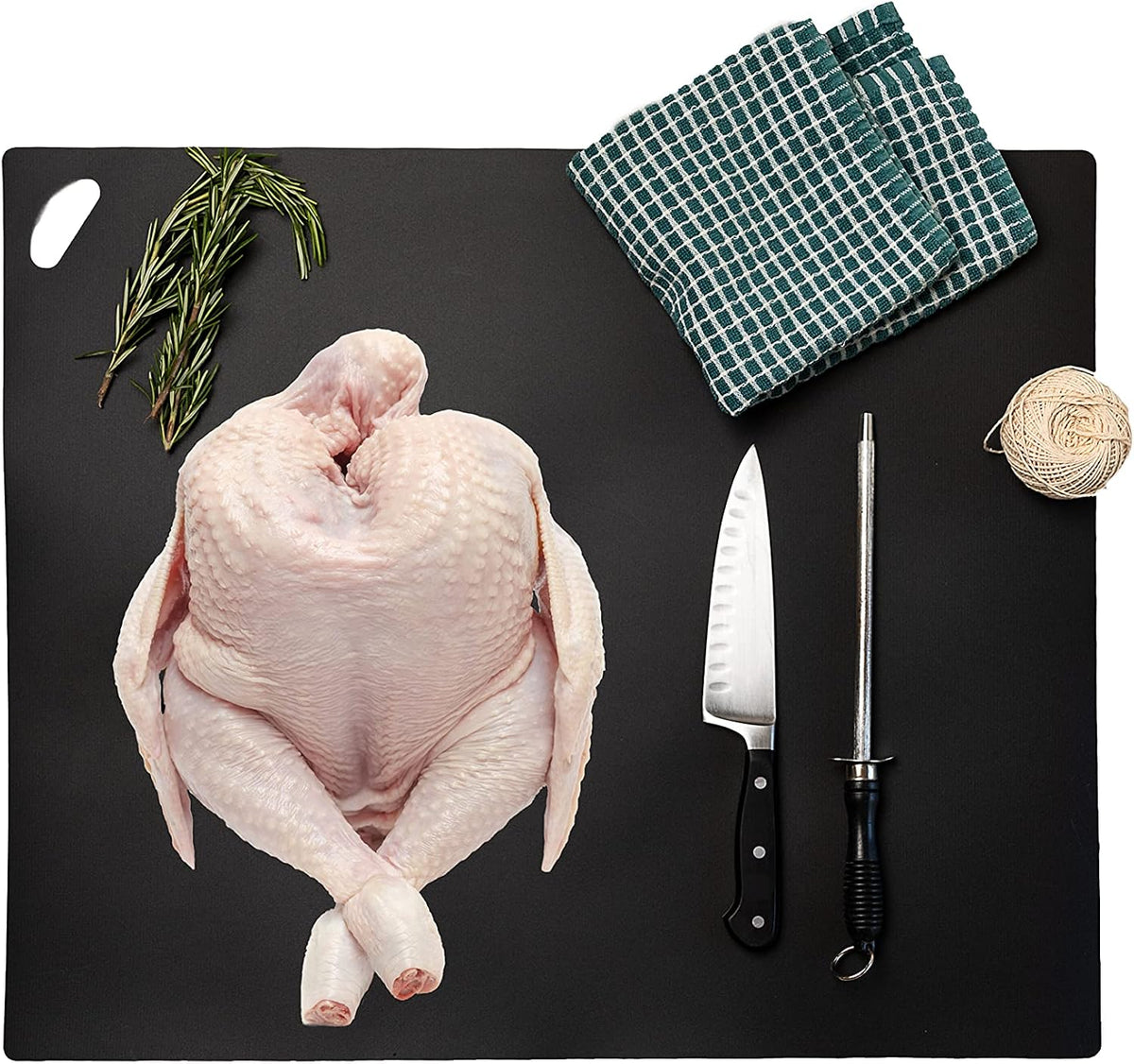 Please review description before purchase. Set of 2 Cutting board mat (Black-White, X-Large 22.5w"x20"hx.040"thick)