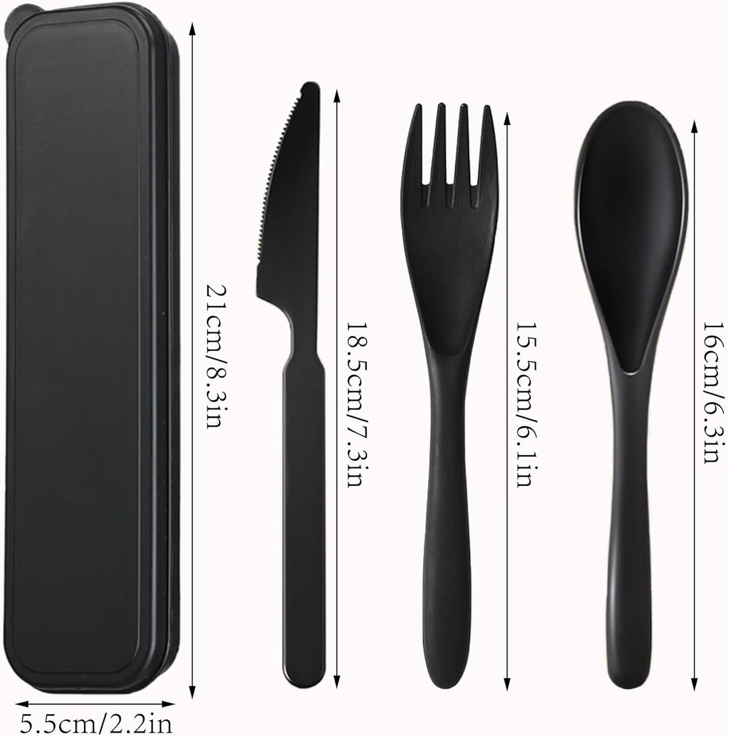 Reusable Travel Utensils with Case Wheat Straw Knife Fork Spoons Cutlery