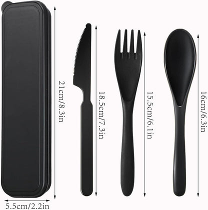 Reusable Travel Utensils with Case Wheat Straw Knife Fork Spoons Cutlery