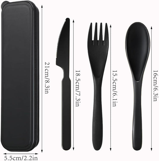 Reusable Travel Utensils with Case Wheat Straw Knife Fork Spoons Cutlery