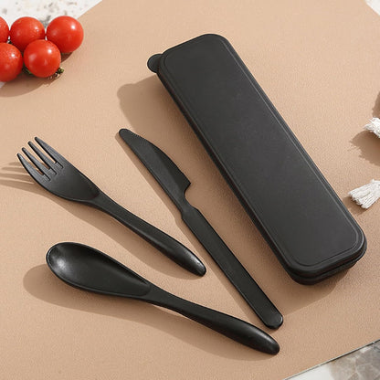 Reusable Travel Utensils with Case Wheat Straw Knife Fork Spoons Cutlery