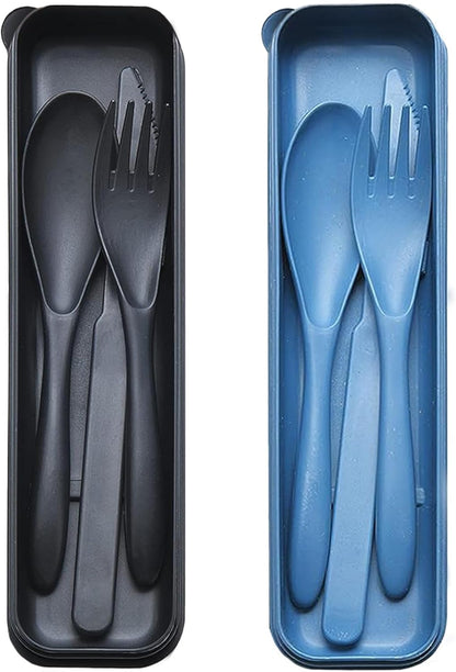 Reusable Travel Utensils with Case Wheat Straw Knife Fork Spoons Cutlery