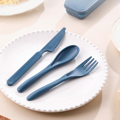 Reusable Travel Utensils with Case Wheat Straw Knife Fork Spoons Cutlery