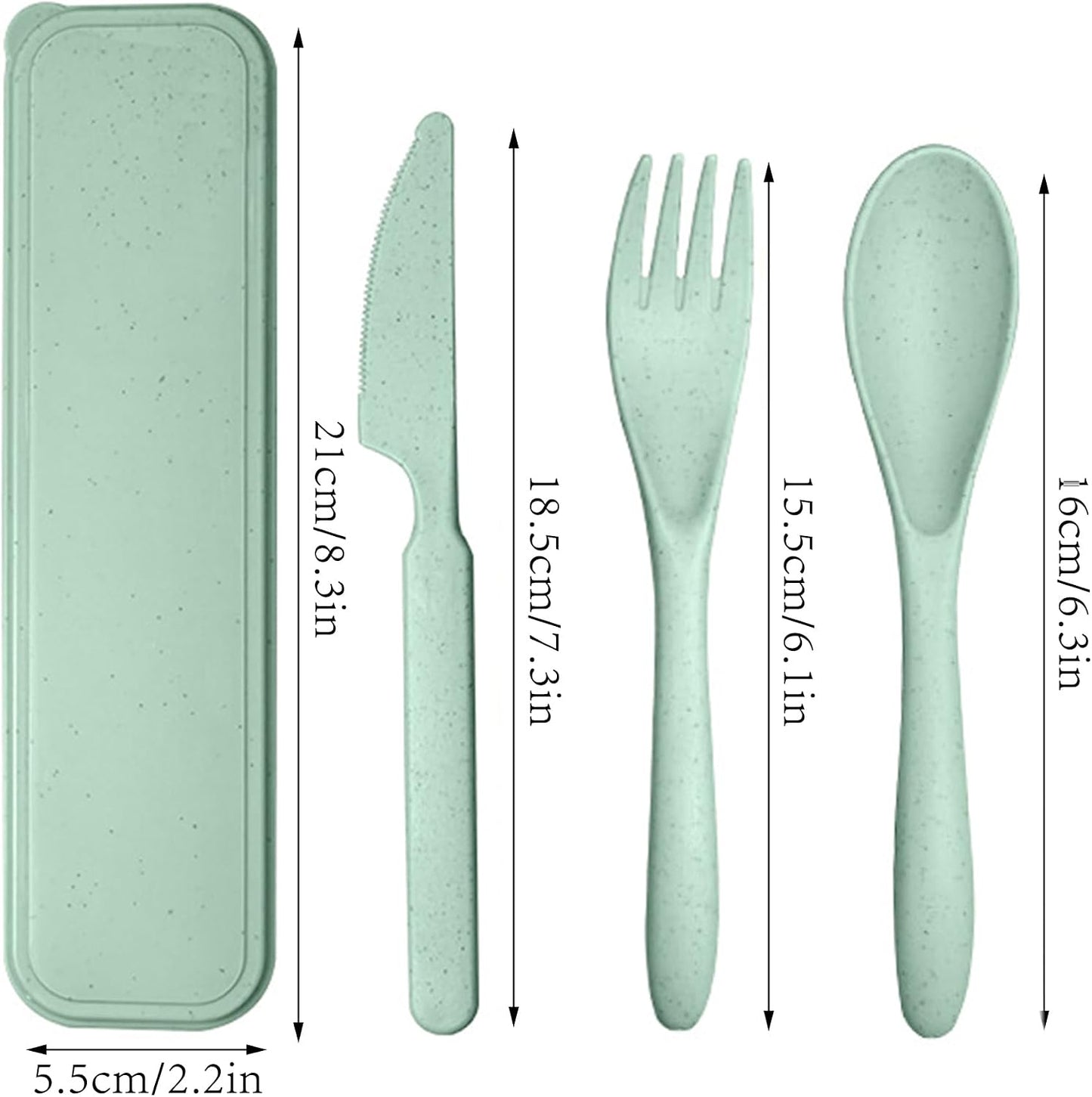 Reusable Travel Utensils with Case Wheat Straw Knife Fork Spoons Cutlery