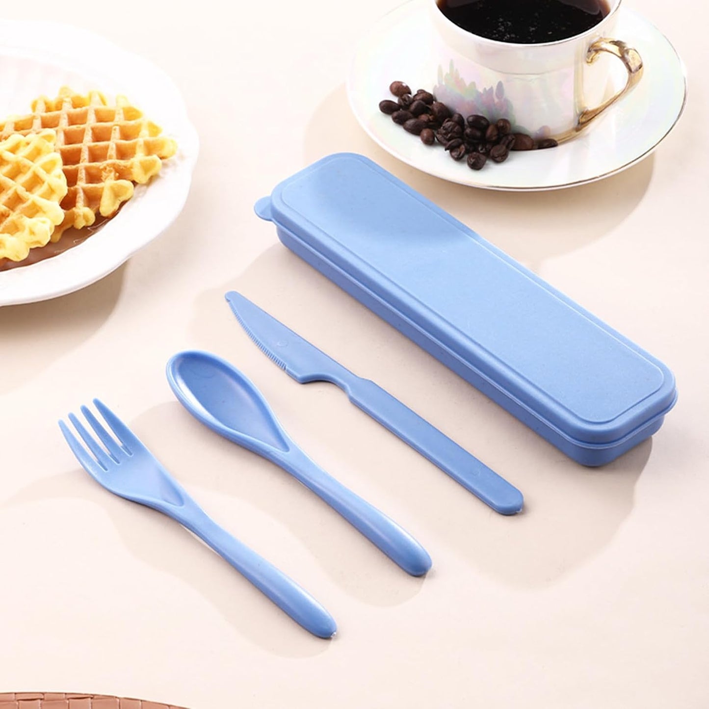 Reusable Travel Utensils with Case Wheat Straw Knife Fork Spoons Cutlery