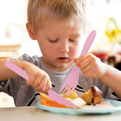Reusable Travel Utensils with Case Wheat Straw Knife Fork Spoons Cutlery