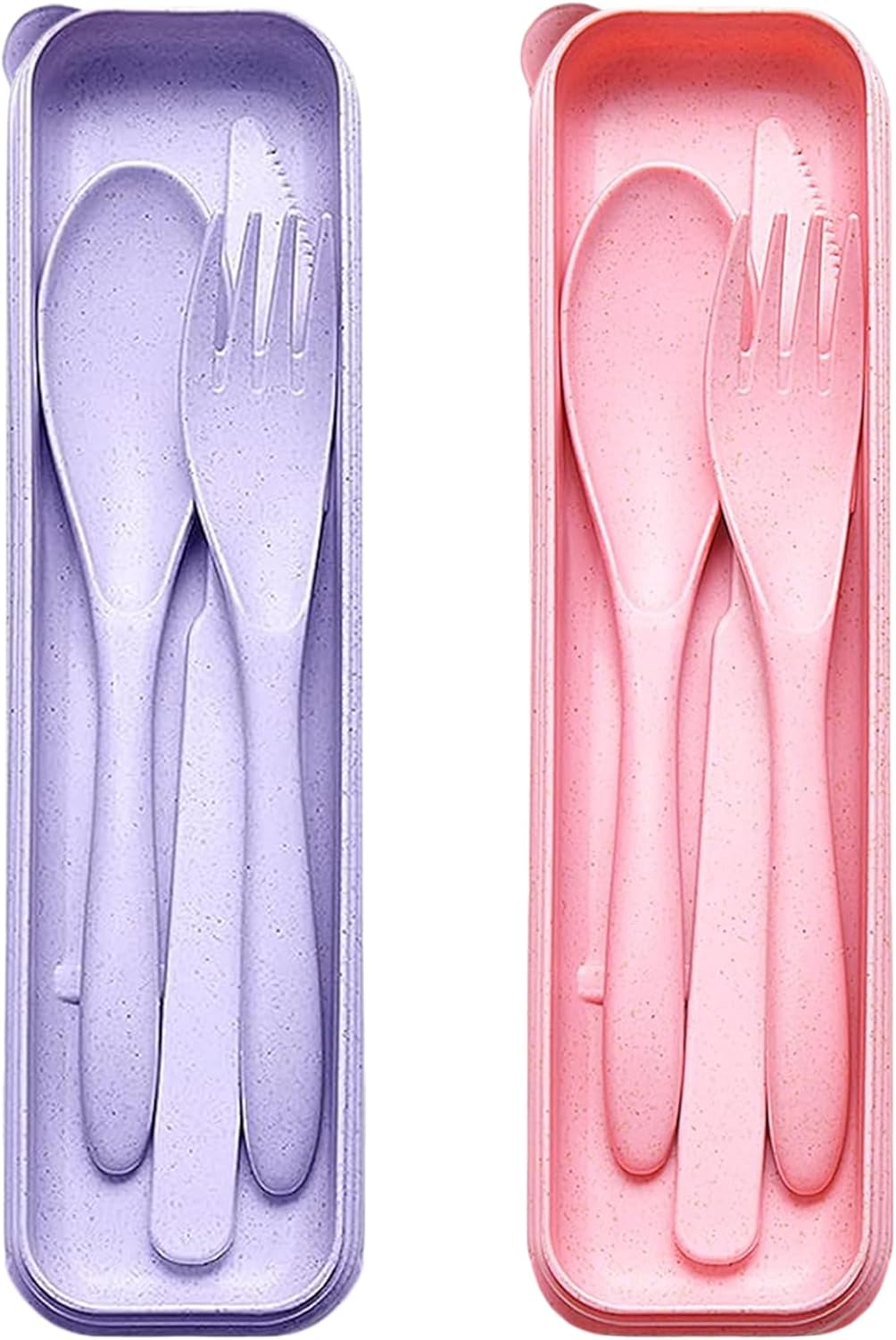 Reusable Travel Utensils with Case Wheat Straw Knife Fork Spoons Cutlery