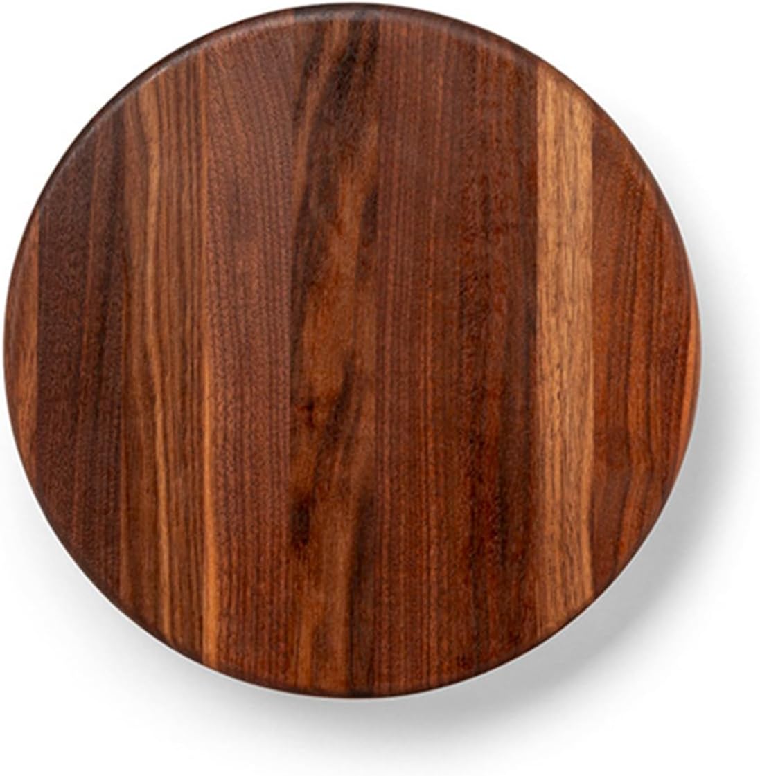 B Series Round Wooden Walnut Cutting Board 12”x12” – 1.5” Thick, 12-lb Non-Reversible Butcher Block with Wood Bun Feet & Edge-Grain