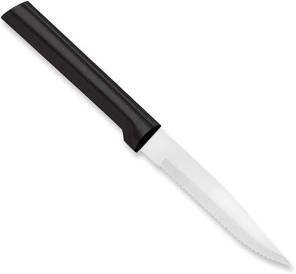 Serrated Steak Knife (R105), Silver Handle, Pack of 2 | 3.88" Stainless Steel Serrated Blade, Silver Cast Aluminum Handle