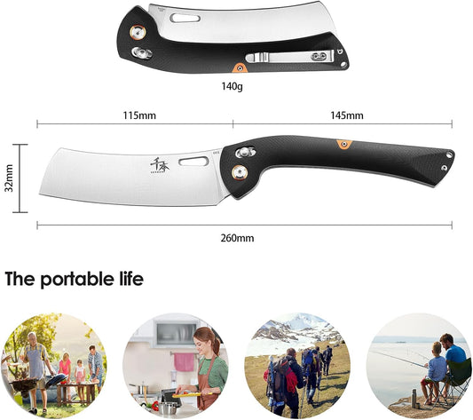 440 Stainless Steel Lightweight Ultra Sharp Pocket Folding Chef Knife Peeling Utility Knife Fruit Knife g10 Handle with Back Clip