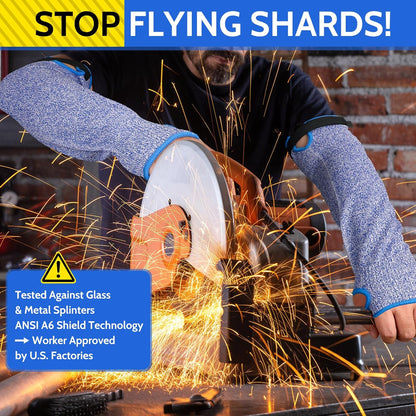 Cut Resistant Arm Sleeves ANSI Level A5, Kitchen Arm Thumb Hole Protectors for Thin Skin & Bruising, for men and women- Industrial Arm Guards for Welding, Glass Handling, Pet Grooming(Grey)