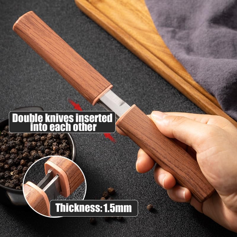 4-Piece Paring Knives (2 Packs), Compact & Portable Fruit Knife with Cover, Small Tanto Double Blade Knife for Kitchen, BBQ, Travel, Camping, Hiking