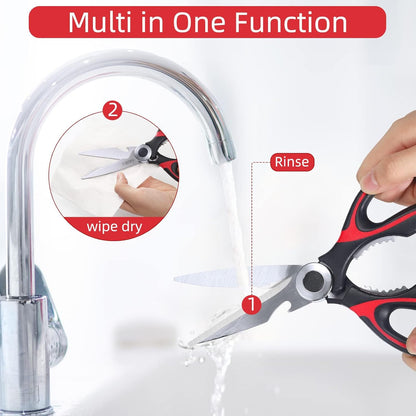 Heavy Duty Kitchen Scissors 2-Pack, Ultra Sharp Stainless Steel Meat Shears for Spatchcocking Chicken, Poultry, Fish & Herbs, Dishwasher Safe Multi-purpose Cooking Scissors with Ergonomic Comfort Grip