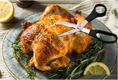 GPS 7"" Take Apart Kitchen Safety Shears, Black Handle, Food Grade, Stainless Steel, Used For Chicken/Poultry/Fish/Meat/Vegetables and More