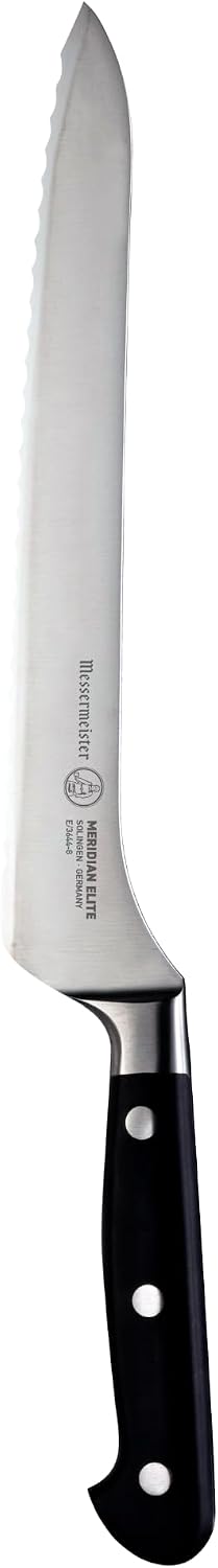 Meridian Elite 8” Scalloped Offset Knife - Fine German Steel Alloy Blade - Rust Resistant & Easy to Maintain