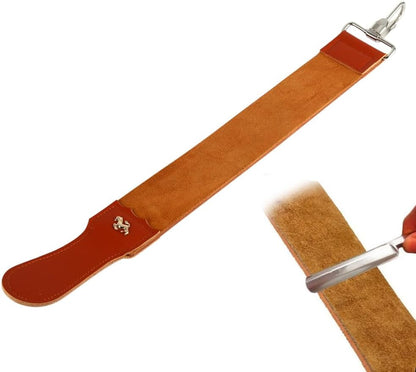 Straight Razor Strop,Double Sided Leather Strop for Knife Sharpening with Hanging Hook Barber Tool,19.8"x 2"