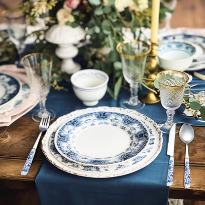 10 Pcs Chinoiserie Silverware Set Blue and White Porcelain Silverware Christmas Gift Stainless Steel Utensils Set with Ceramic Handle Includes Knives Forks Spoon High Tea Gift for Wedding