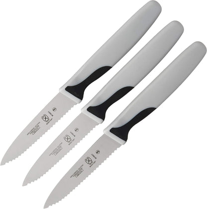M19903 Millennia Black Handle, 3-Inch Slim Serrated Paring Knives (3-Pack), Paring Knife