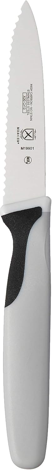 M19903 Millennia Black Handle, 3-Inch Slim Serrated Paring Knives (3-Pack), Paring Knife