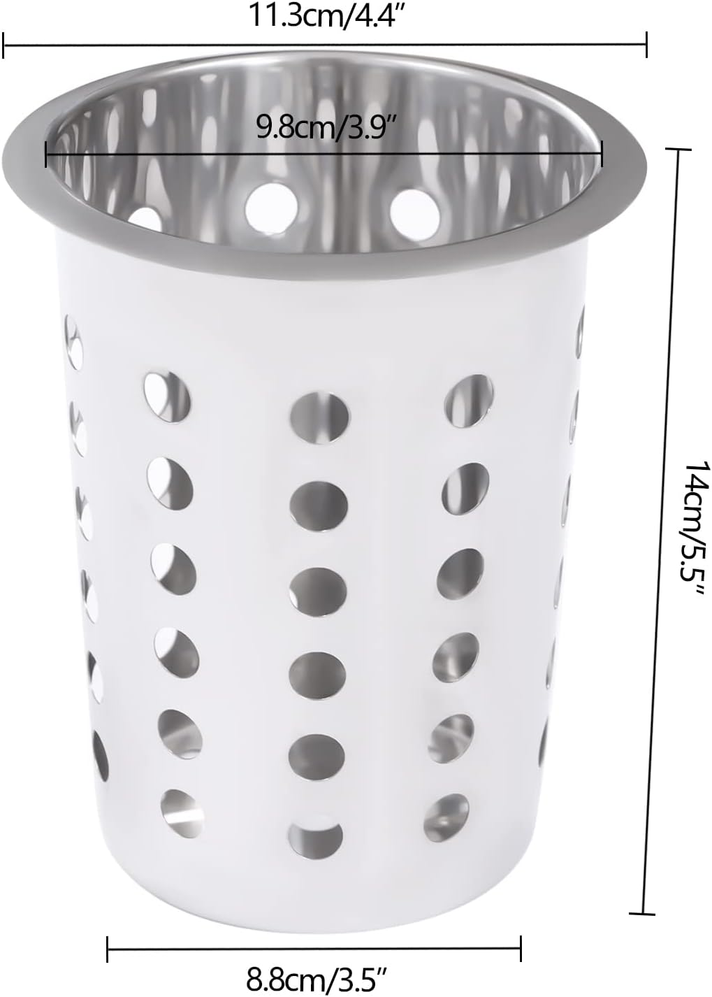Commercial 4-Hole Stainless Steel Cylinder Flatware Silverware Utensil Holder Organizer Caddy, Detachable Countertop Utensil Dispenser for Forks Spoons Knives for Restaurant Kitchen Buffet