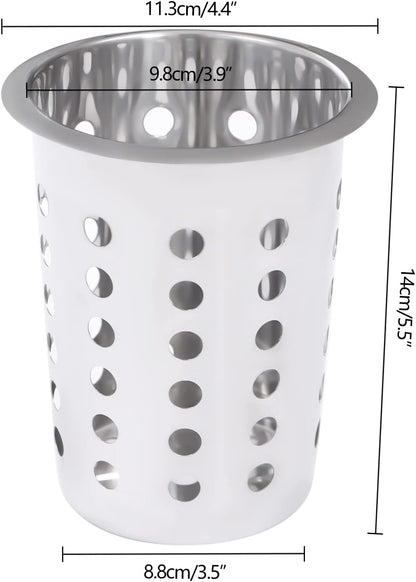 Commercial 4-Hole Stainless Steel Cylinder Flatware Silverware Utensil Holder Organizer Caddy, Detachable Countertop Utensil Dispenser for Forks Spoons Knives for Restaurant Kitchen Buffet