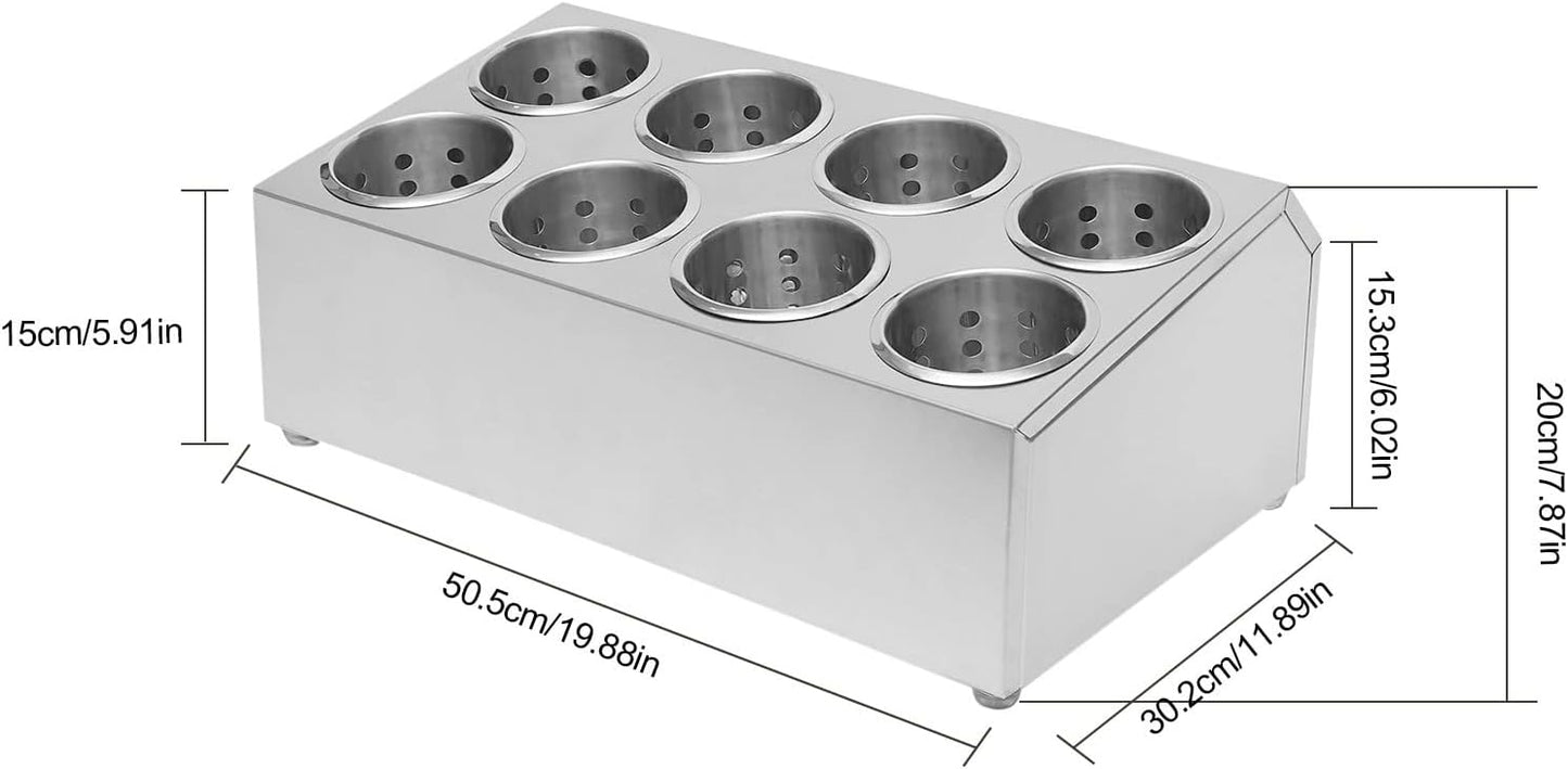 Commercial 4-Hole Stainless Steel Cylinder Flatware Silverware Utensil Holder Organizer Caddy, Detachable Countertop Utensil Dispenser for Forks Spoons Knives for Restaurant Kitchen Buffet