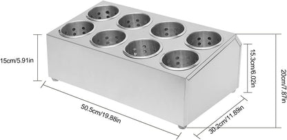 Commercial 4-Hole Stainless Steel Cylinder Flatware Silverware Utensil Holder Organizer Caddy, Detachable Countertop Utensil Dispenser for Forks Spoons Knives for Restaurant Kitchen Buffet