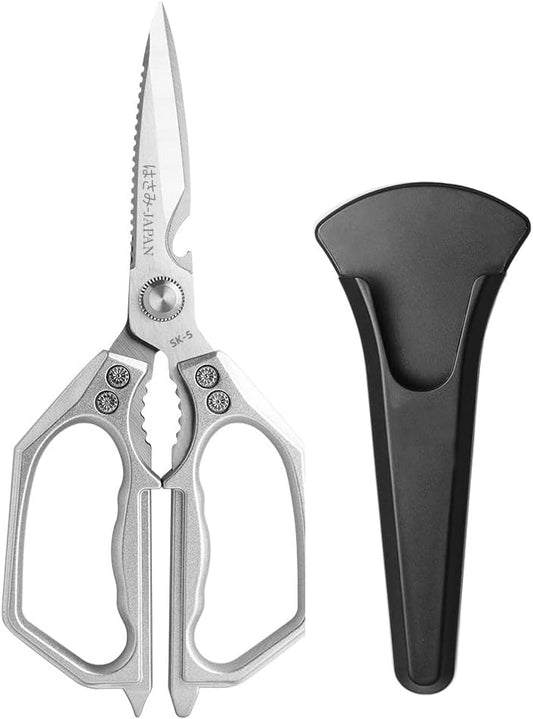 Kitchen Scissor, Heavy Duty Stainless Steel Kitchen Shears Scissor for Food, Sharp Cooking Scissors for Meat Chicken Fish Nut Vegetable Herb, Bottle Opener (Sliver)