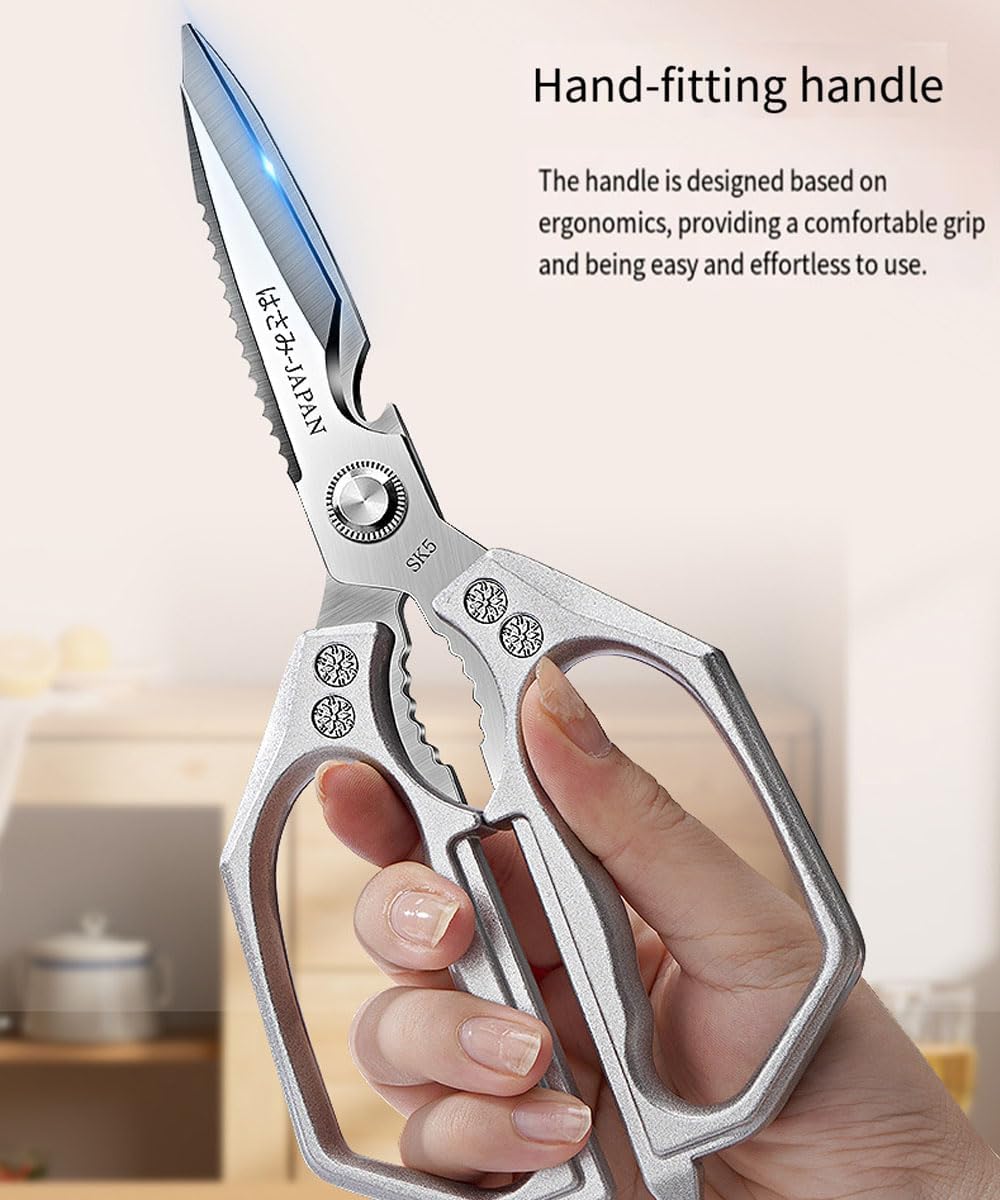 Kitchen Scissor, Heavy Duty Stainless Steel Kitchen Shears Scissor for Food, Sharp Cooking Scissors for Meat Chicken Fish Nut Vegetable Herb, Bottle Opener (Sliver)