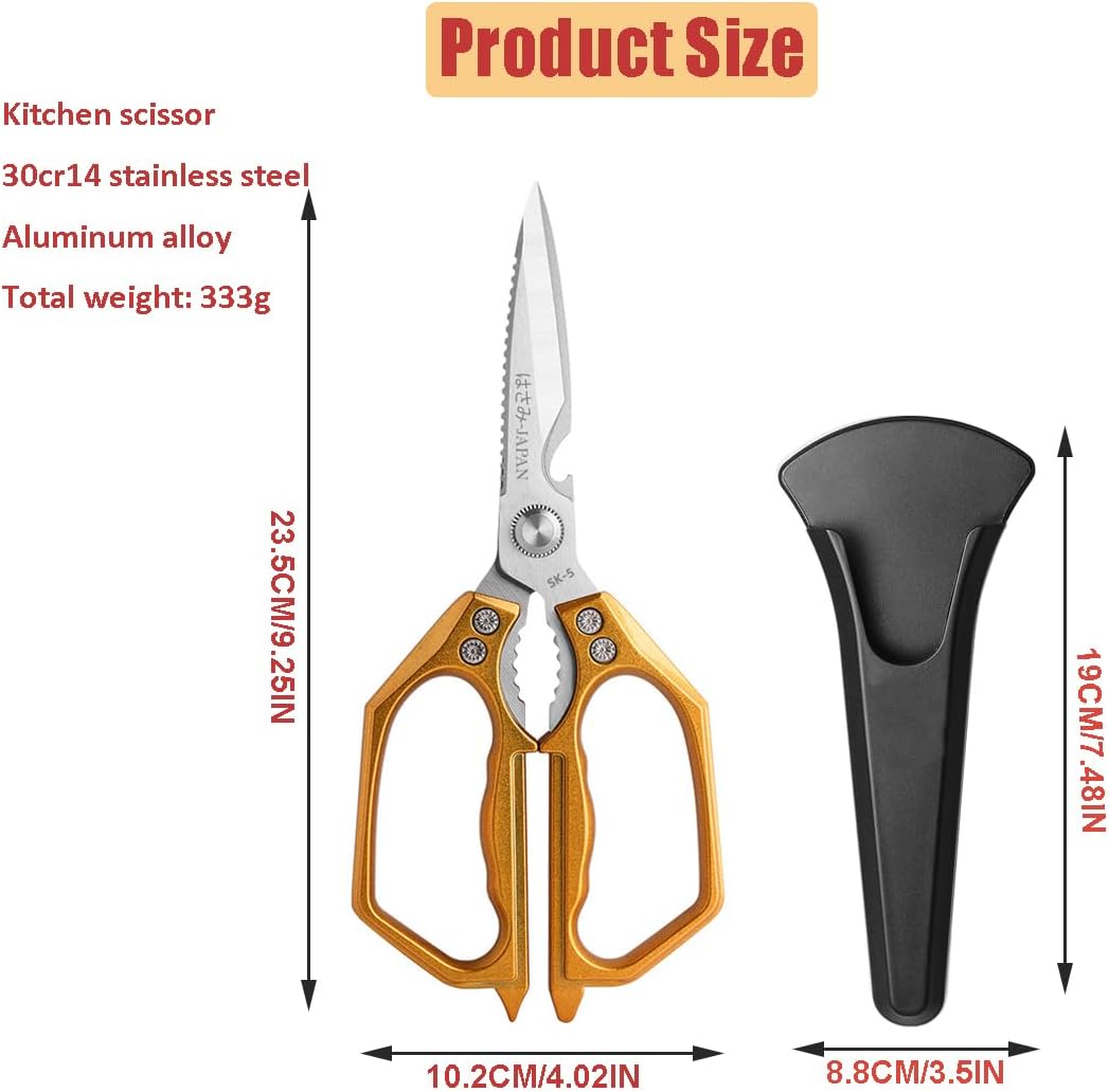 Kitchen Scissor, Heavy Duty Stainless Steel Kitchen Shears Scissor for Food, Sharp Cooking Scissors for Meat Chicken Fish Nut Vegetable Herb, Bottle Opener (Sliver)