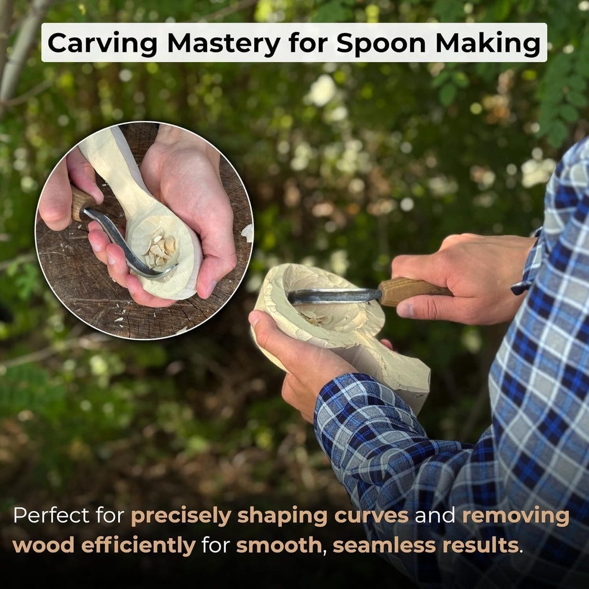 Sharky Spoon Carving Hook Knife Long Blade 2.7 In (7 cm)