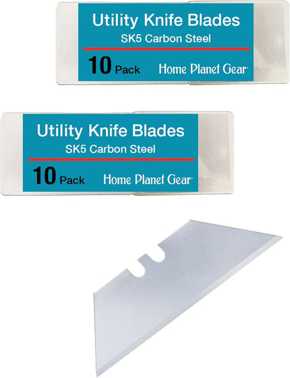 Serrated Blades for Utility Knife – Ten Pack Heavy Duty SK5 Saw Razors for Box Cutter Replacement in Convenient Storage Box – Serrated Edge Razors 10 Pack, Standard Size - Fits Most Cutters & Knives