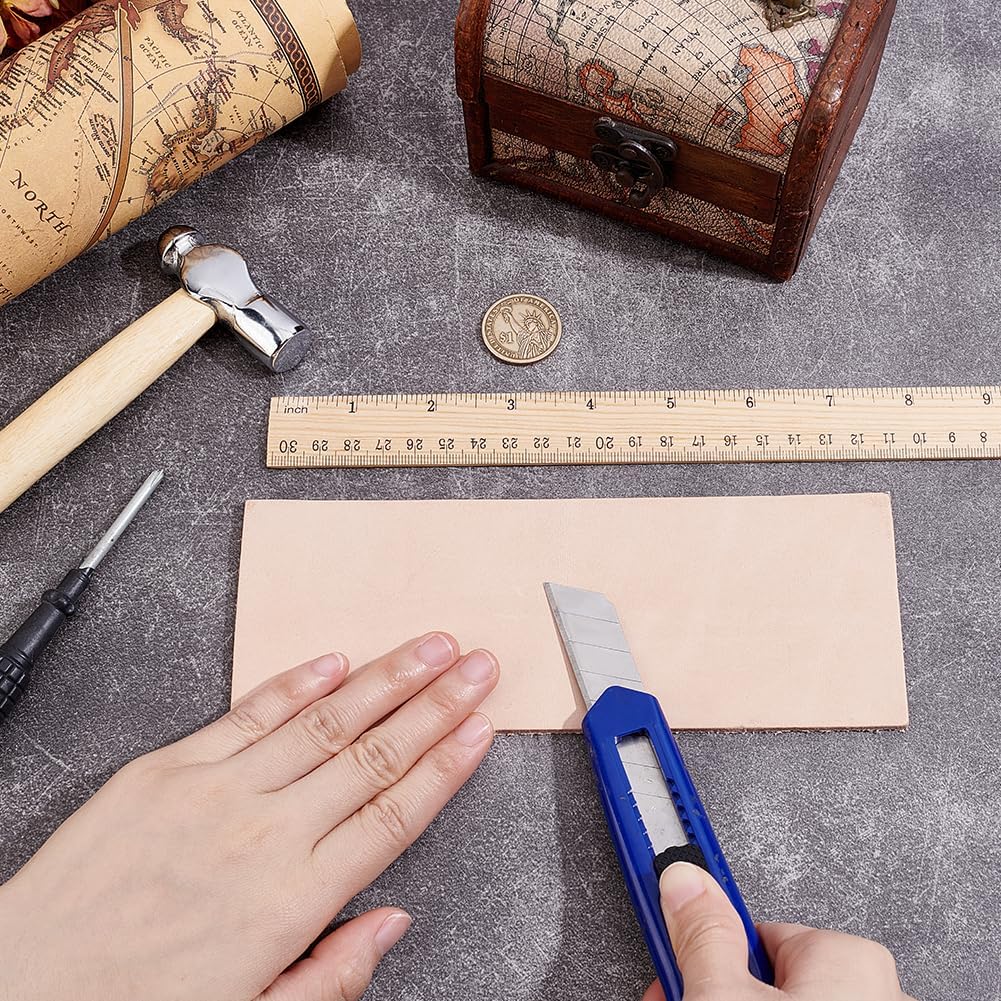 7.95 x 2.95 Inch Stropping Genuine Leather Honing Strop Sharpener Double-Sided Cowhide Leather Sharp Edges Strop Polishing Woodcarving Tools for Knife Sharpening Polish