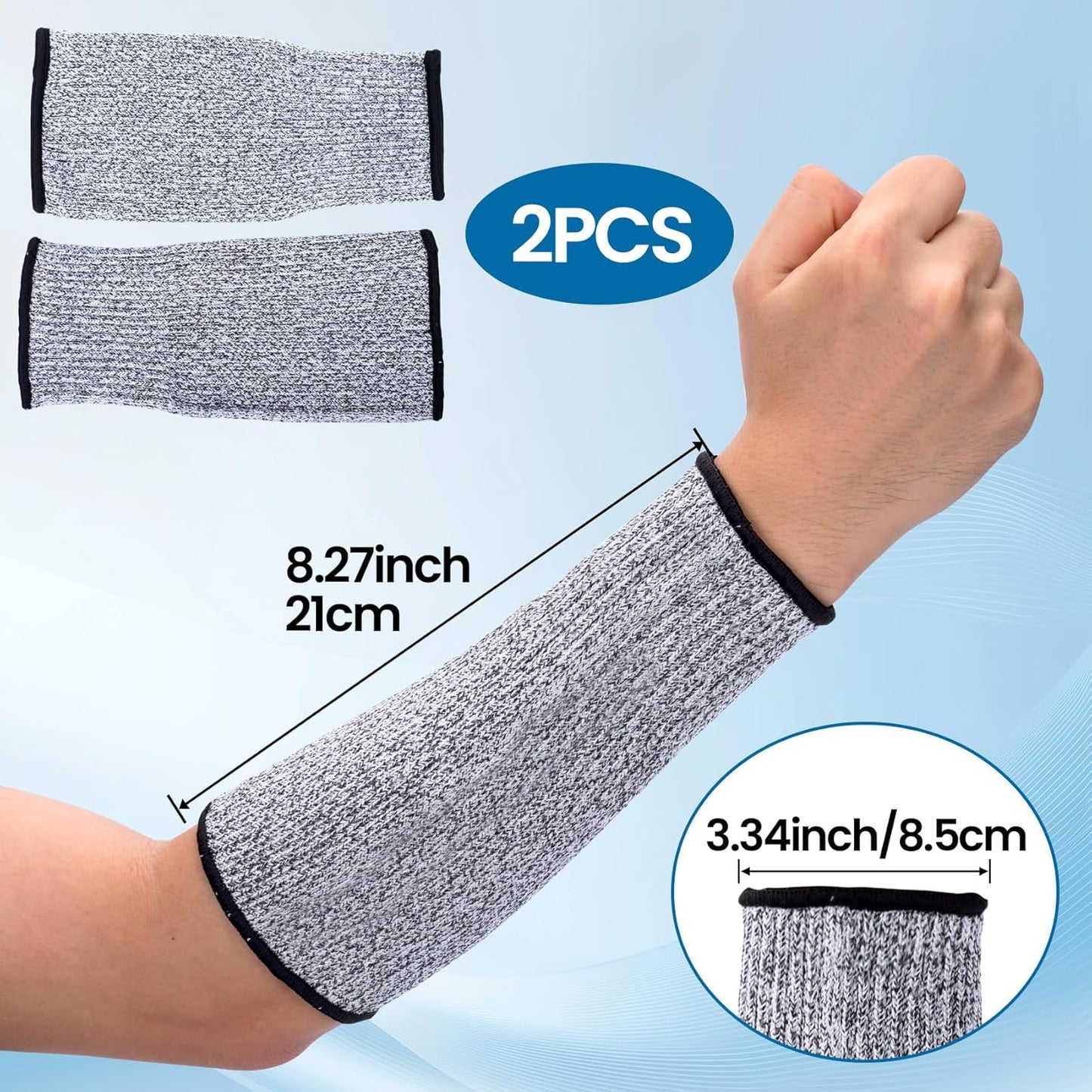EIQIYA Cut Resistant Sleeves for Arms, Arm Protectors for Thin Skin, Hand Protective Guards Equipments for Gardening Cutting Metals Repairing Biting Farmers Workers -Grey