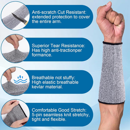EIQIYA Cut Resistant Sleeves for Arms, Arm Protectors for Thin Skin, Hand Protective Guards Equipments for Gardening Cutting Metals Repairing Biting Farmers Workers -Grey
