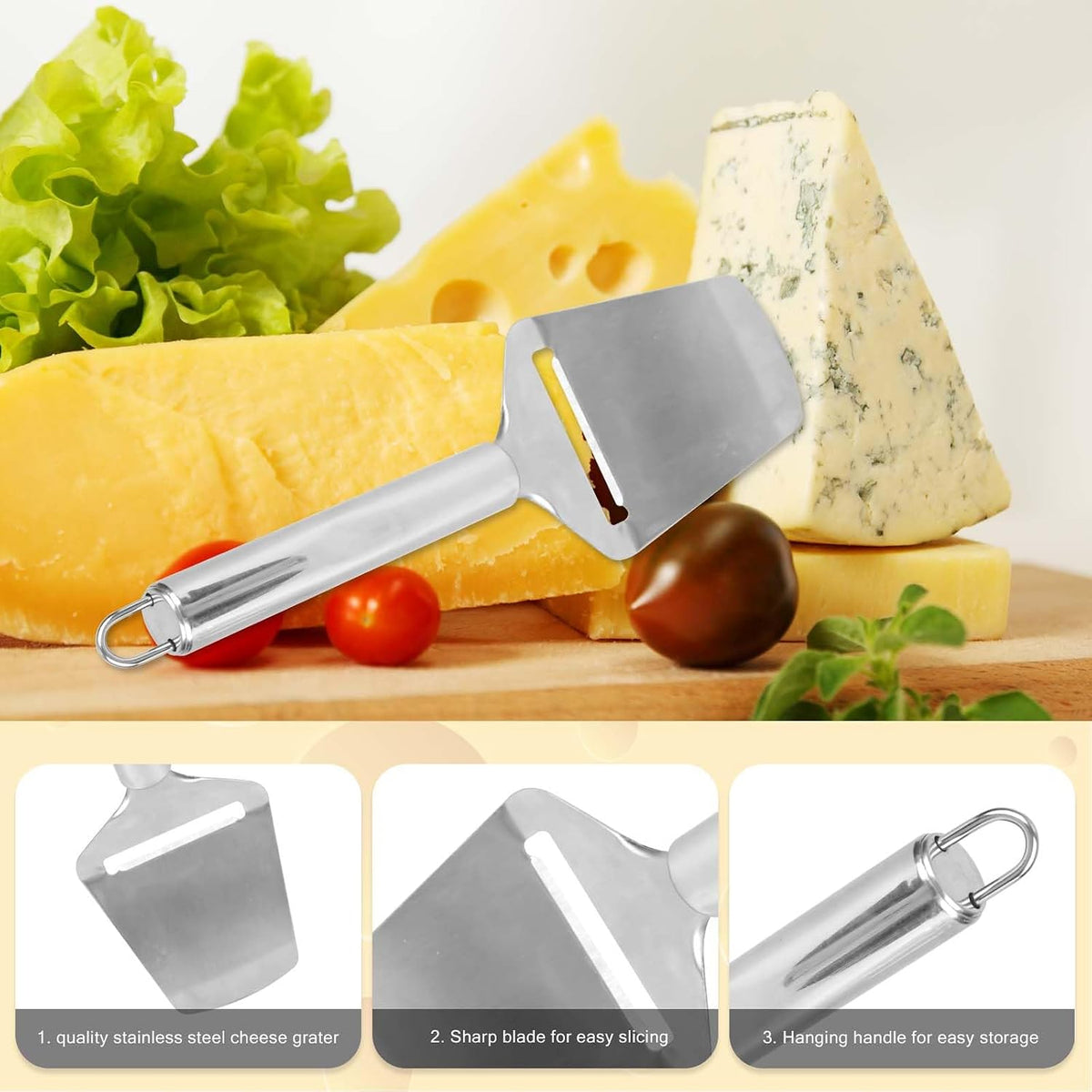 Cheese Cutter, Stainless Steel Cheese Slicer