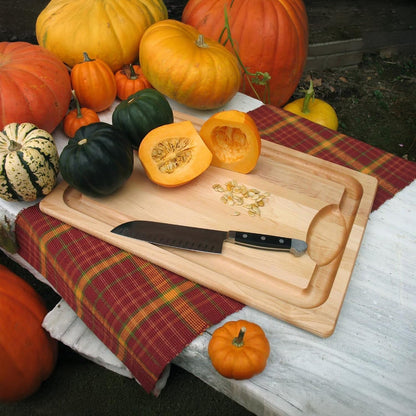 20-Inch-by-14-Inch Maple Wood Farmhouse Carving Board with Juice Groove, Brown