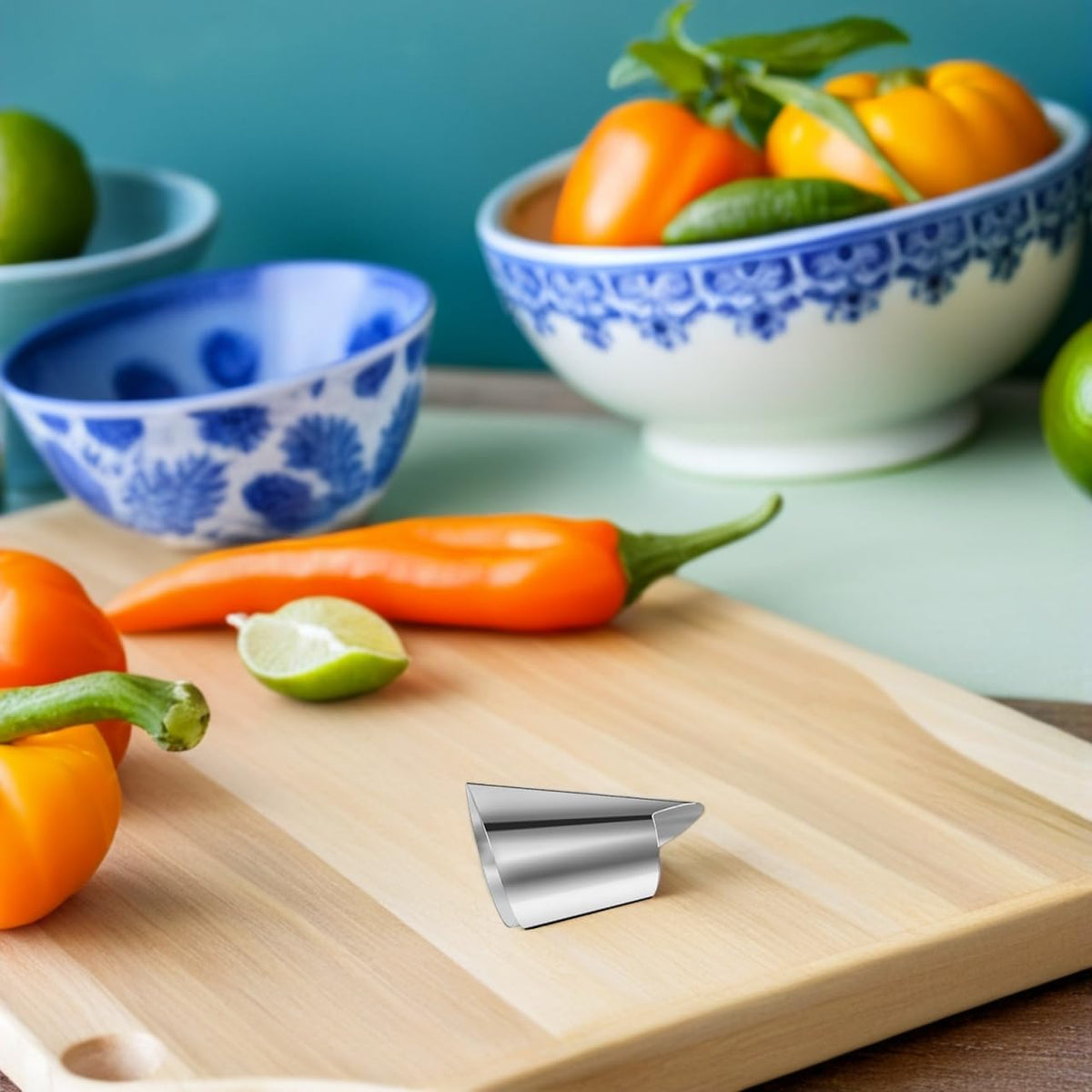 20Pcs Stainless Steel Finger Nail Guards Finger Protector Covers for Cutting Slicing Peeling Vegetables Fruit Seafood Shelling Easy on and off Kitchen Tools