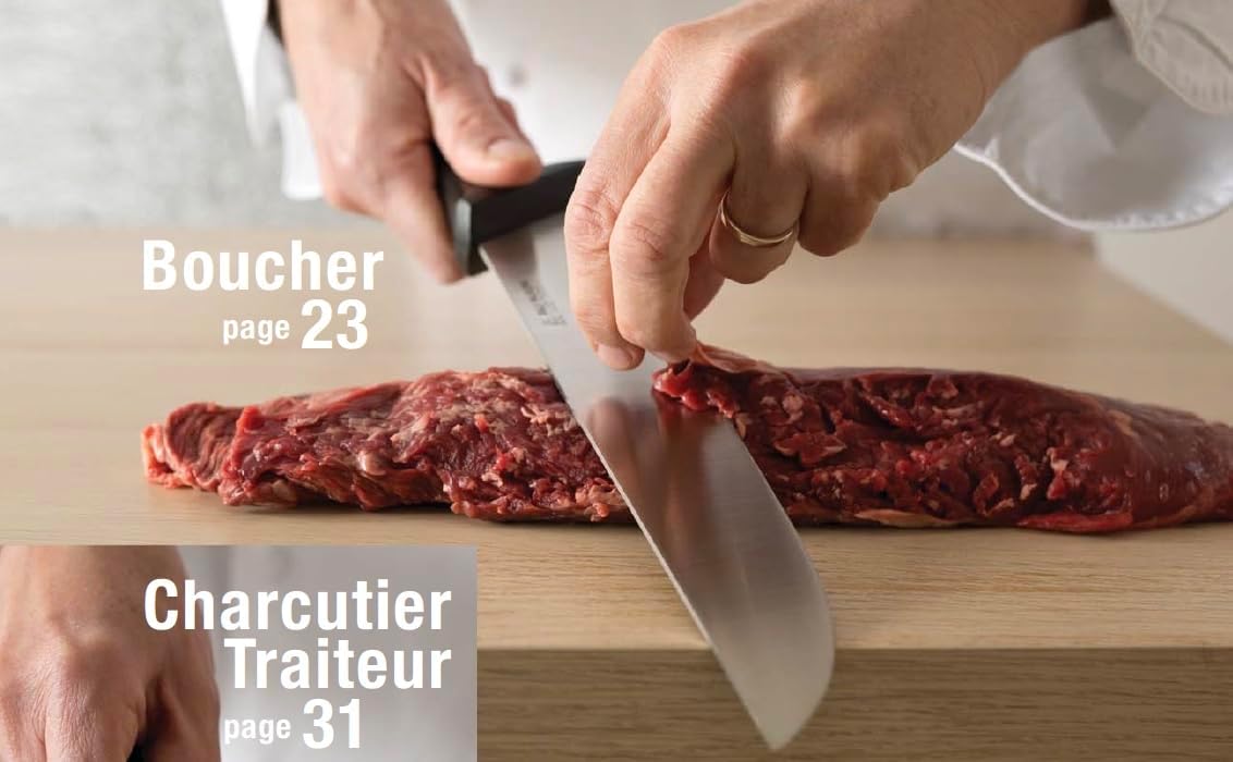 Pro Butcher Meat Processing Knife Set, Butcher's Knife, Curved Boning Knife, Fillet Knife, Paring Knife, Sharpener, Roll Case Perfect For Hunting Trips, Made In Thiers France Since 1885