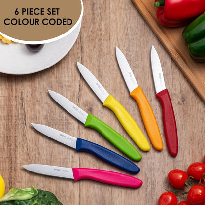 Paring Knife Set of 6,Stainless Stee,Straight Edge,PP Handle,Color