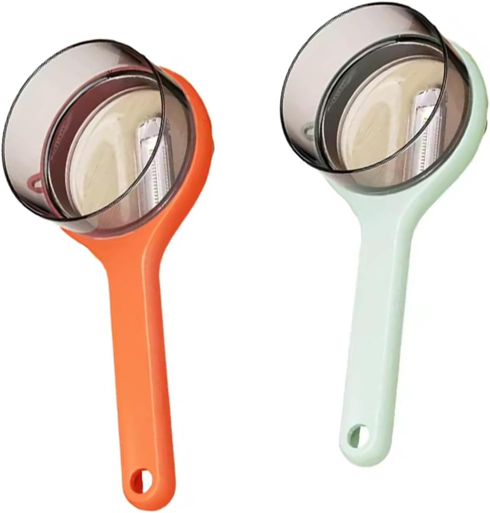 Stainless Steel Peeling Knife with Container, 2 PCS Double-Sided Multifunctional Vegetable Peeler with Catcher for Camping Cooking Kitchen Fast Peeling Tool
