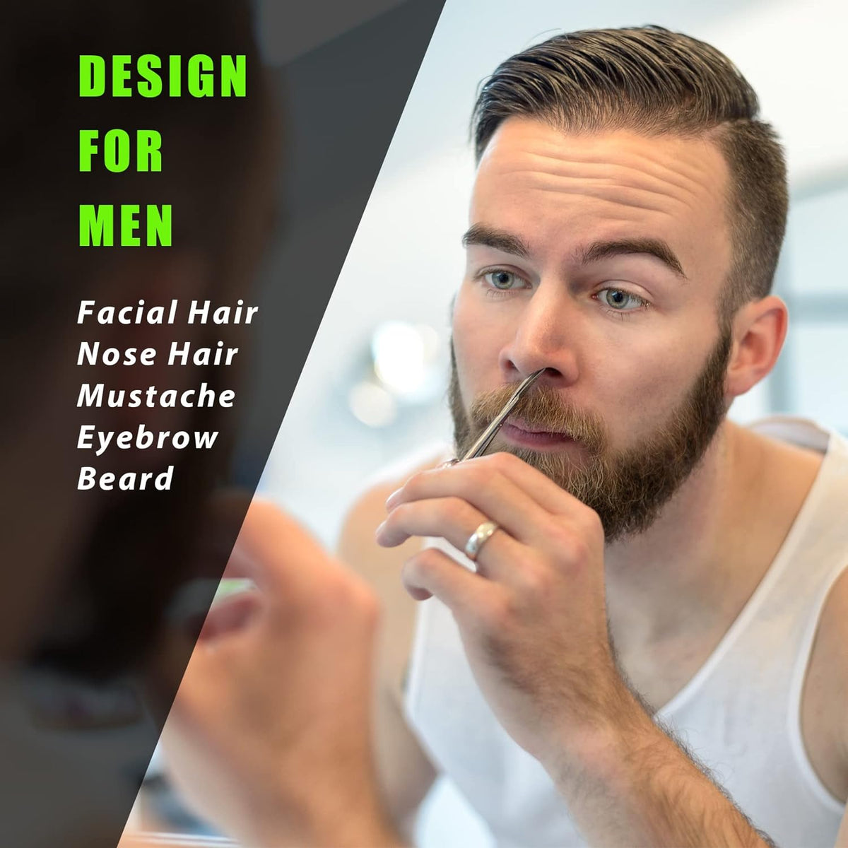 LePinko Facial Hair Small Grooming Scissors For Men Women, 2PCS Silver | Eyebrow, Nose Hair, Mustache, Beard, Eyelashes, Ear Trimming Kit, Curved and Rounded Safety Tip, Hair Cutting Clippers